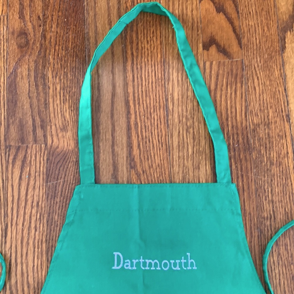 Dartmouth Apron (White Embroidery on Kelly Green Fabric) (Two of Two) NWOT